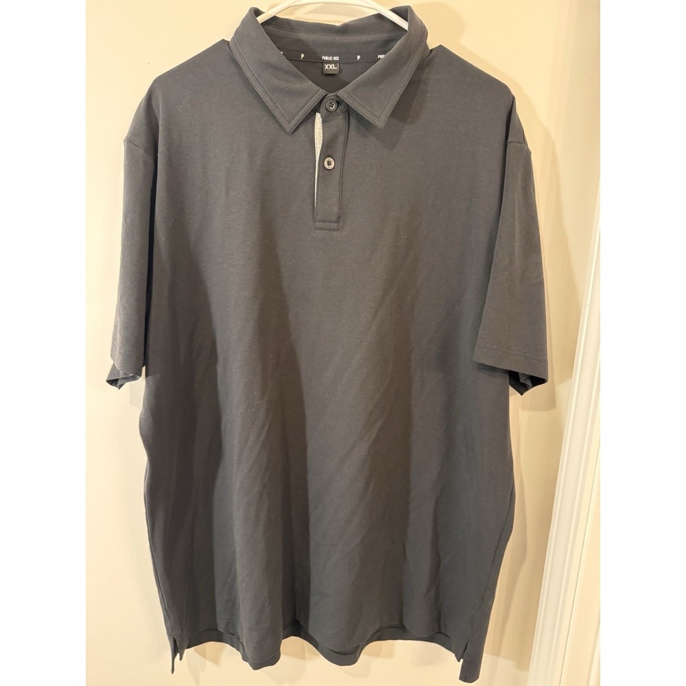public rec polo shirt Men's XXL  golf‎ Pima stretch athleisure wick Black